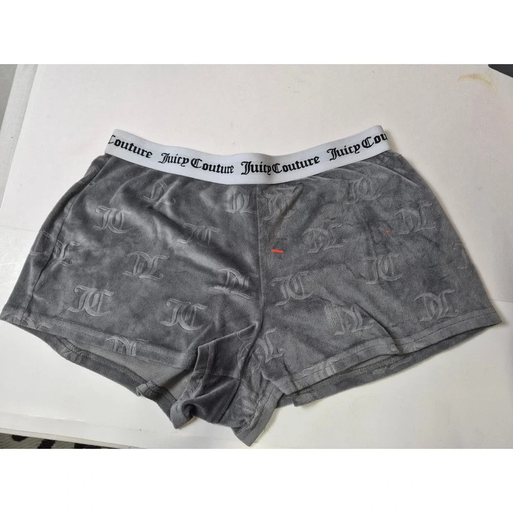 Juicy Couture Womens Grey Velour Logo‎ Embossed Sleep Shorts Size M 1751-47